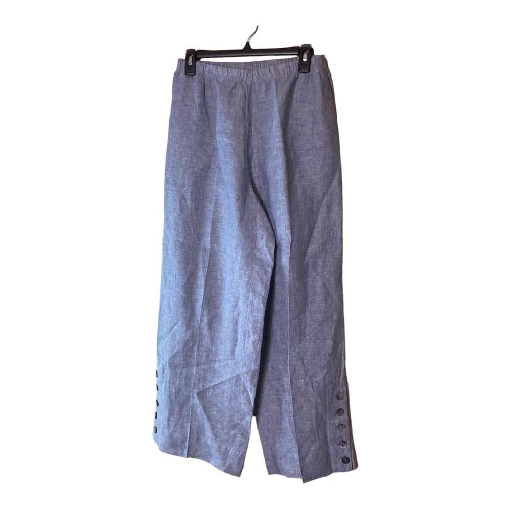 John Mark 100% Linen Wide Leg Cropped Pants High Waist Size Small‎